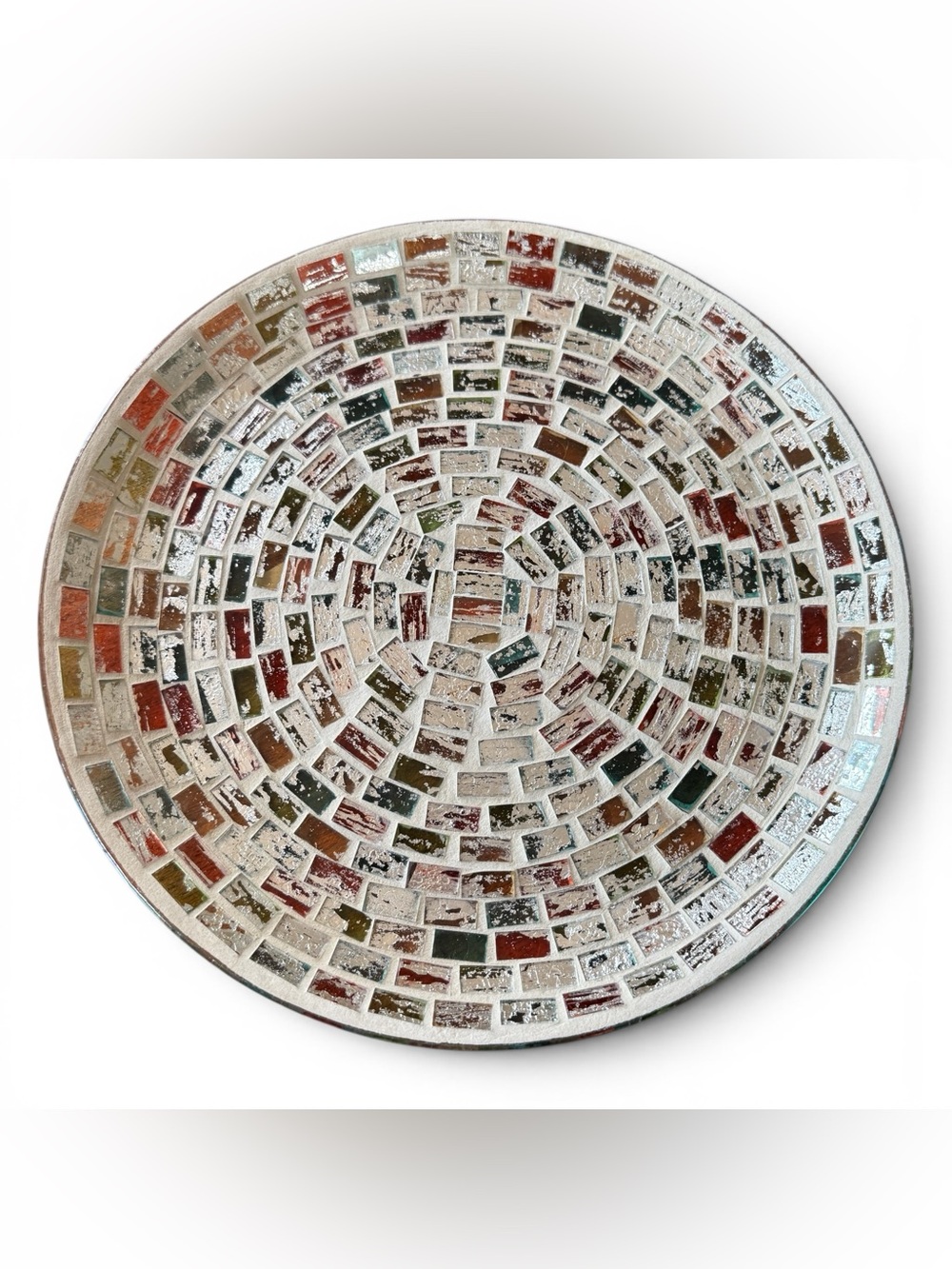 Yankee Candle Retired Mosaic 10” Candle Plate Red Green Blue Brown White